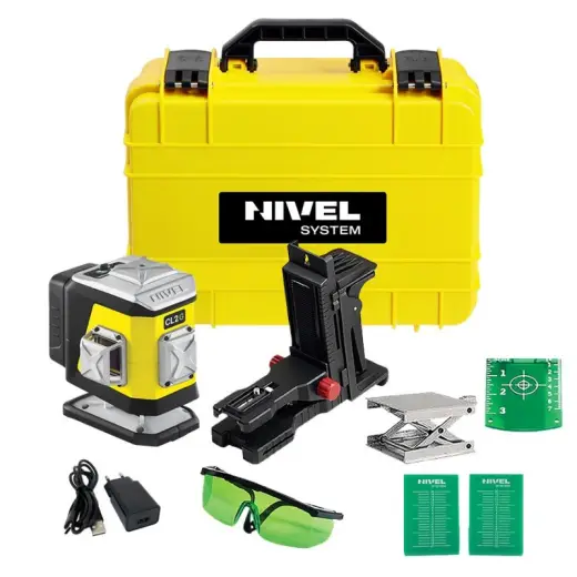 Laser 2-płaszczyznowy krzyżowy zielony Nivel System CL2G + statyw SJJM1EX + odbiornik CLS4